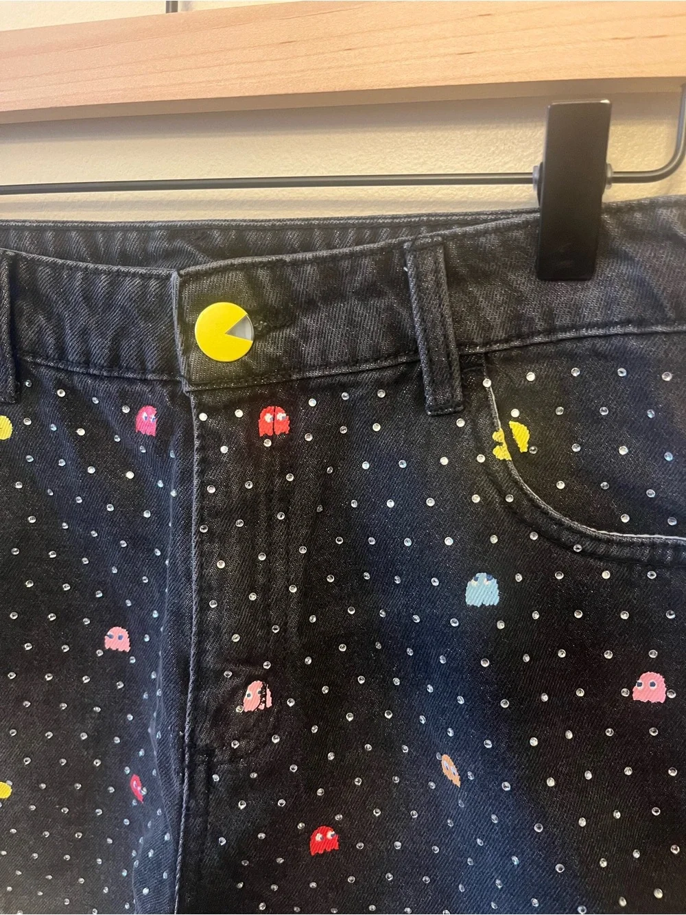 Justice x Pac-Man Embellished Denim Shorts Girl's Size 16 Retro